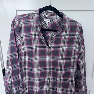 J.Crew Gray and Pink Plaid Shirt